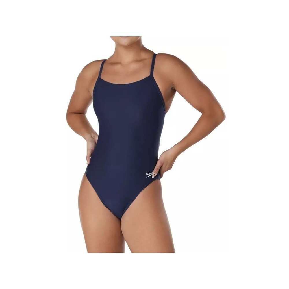 Speedo Women's Eco Solid Flyback Navy Youth SZ 24 XS NWT